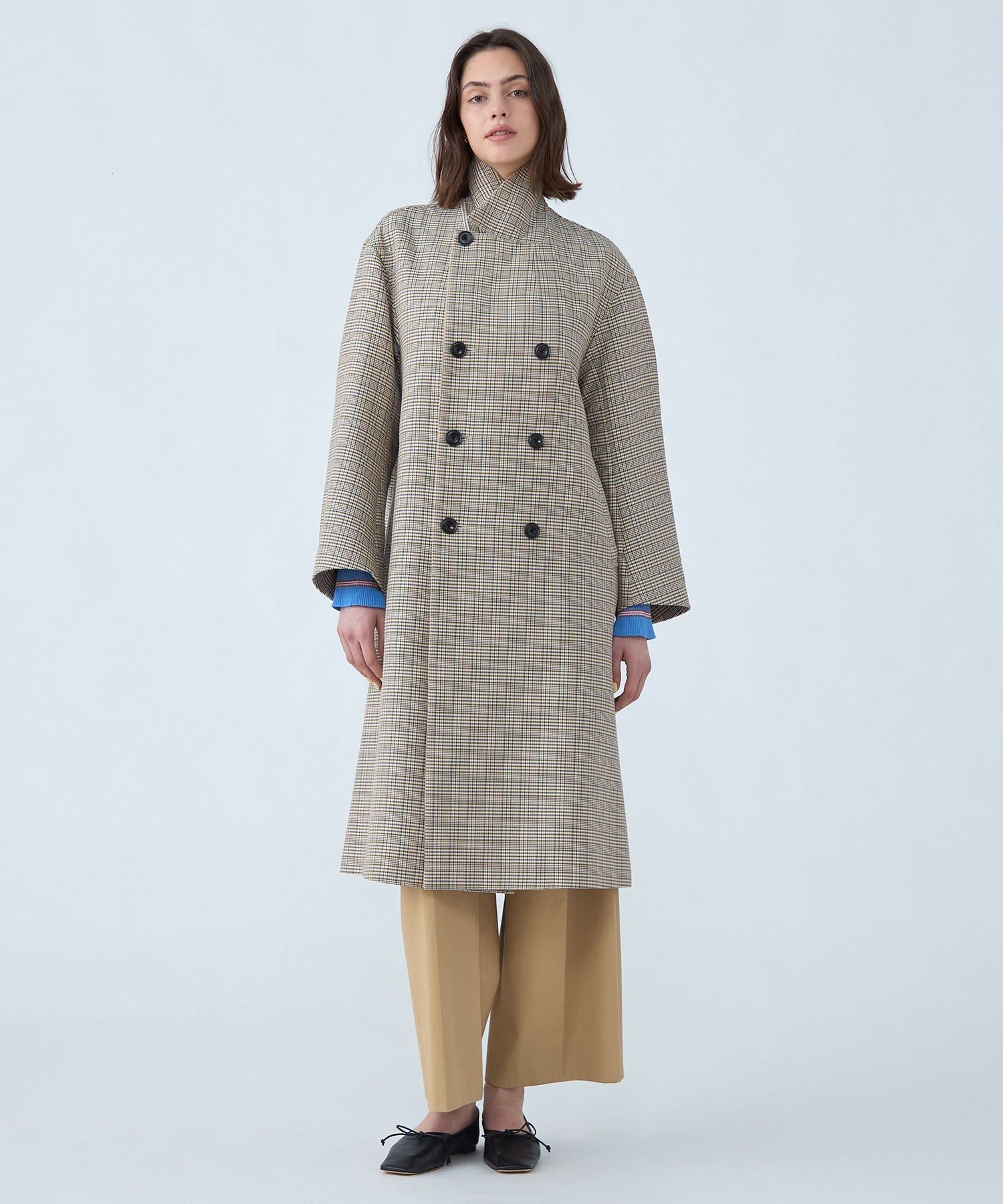 TOMORROWLAND｜コットンリバーチェック ダブルブレストコート