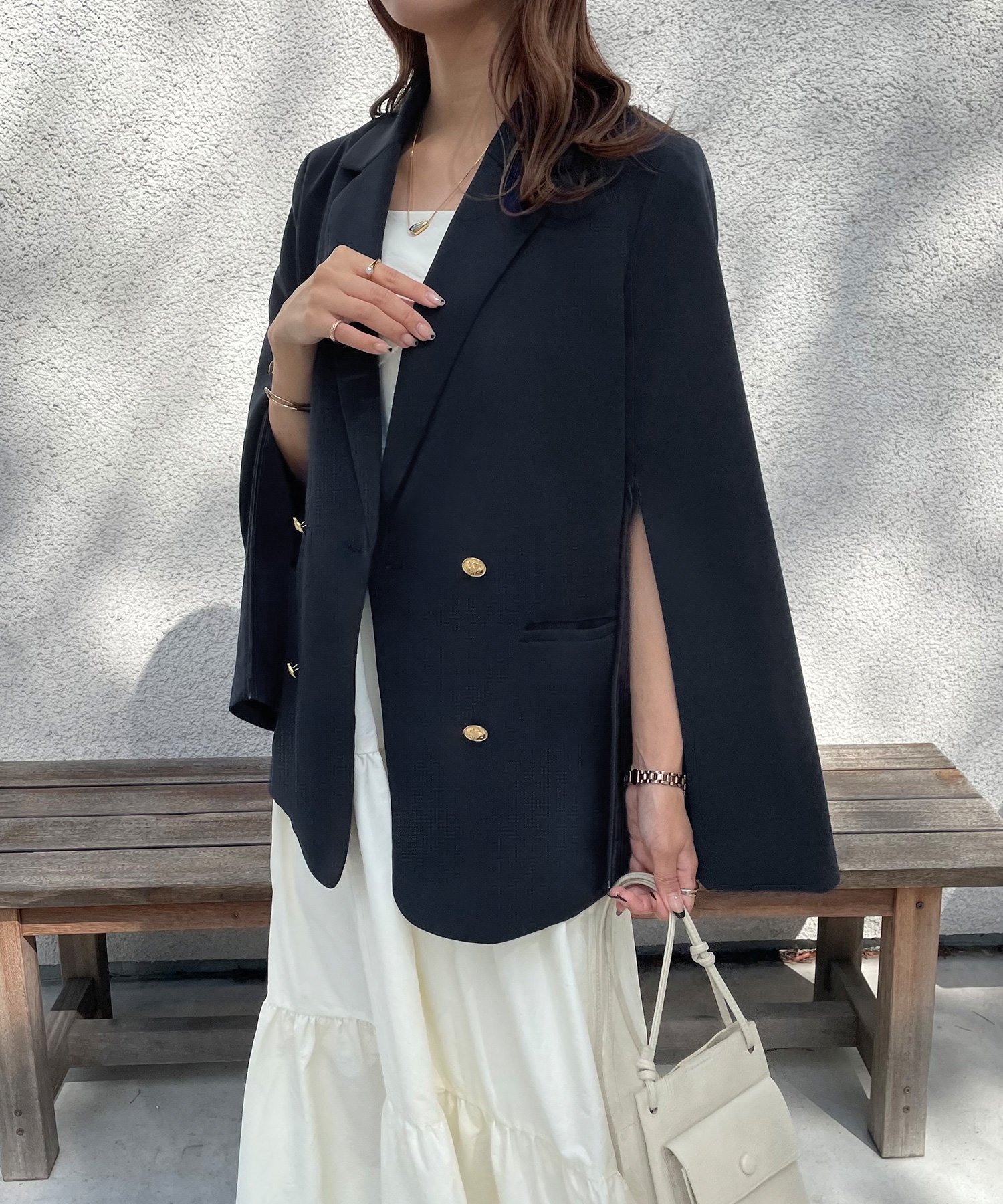 JUNOAH｜袖スリット金ボタンテーラードジャケット | Rakuten Fashion