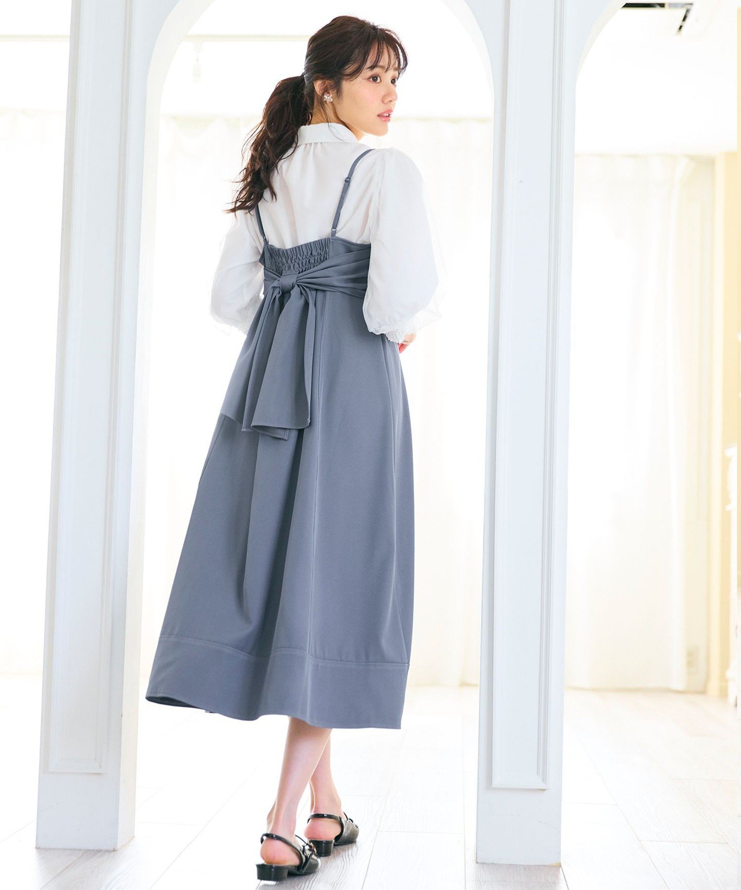 Feroux｜【新色追加・洗える】バックリボン キャミワンピース