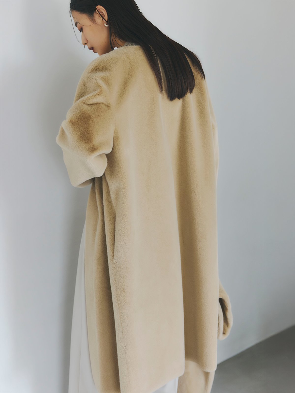 anuans｜ECOPELノーカラーファーコート | Rakuten Fashion(楽天