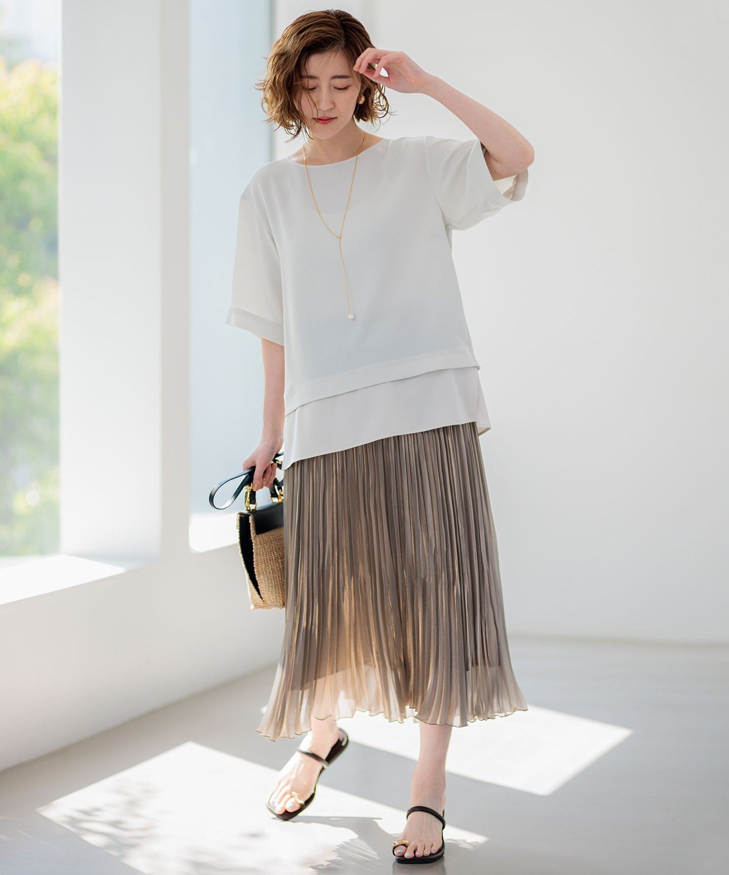 23区｜シャイニー プリーツスカート | Rakuten Fashion(楽天