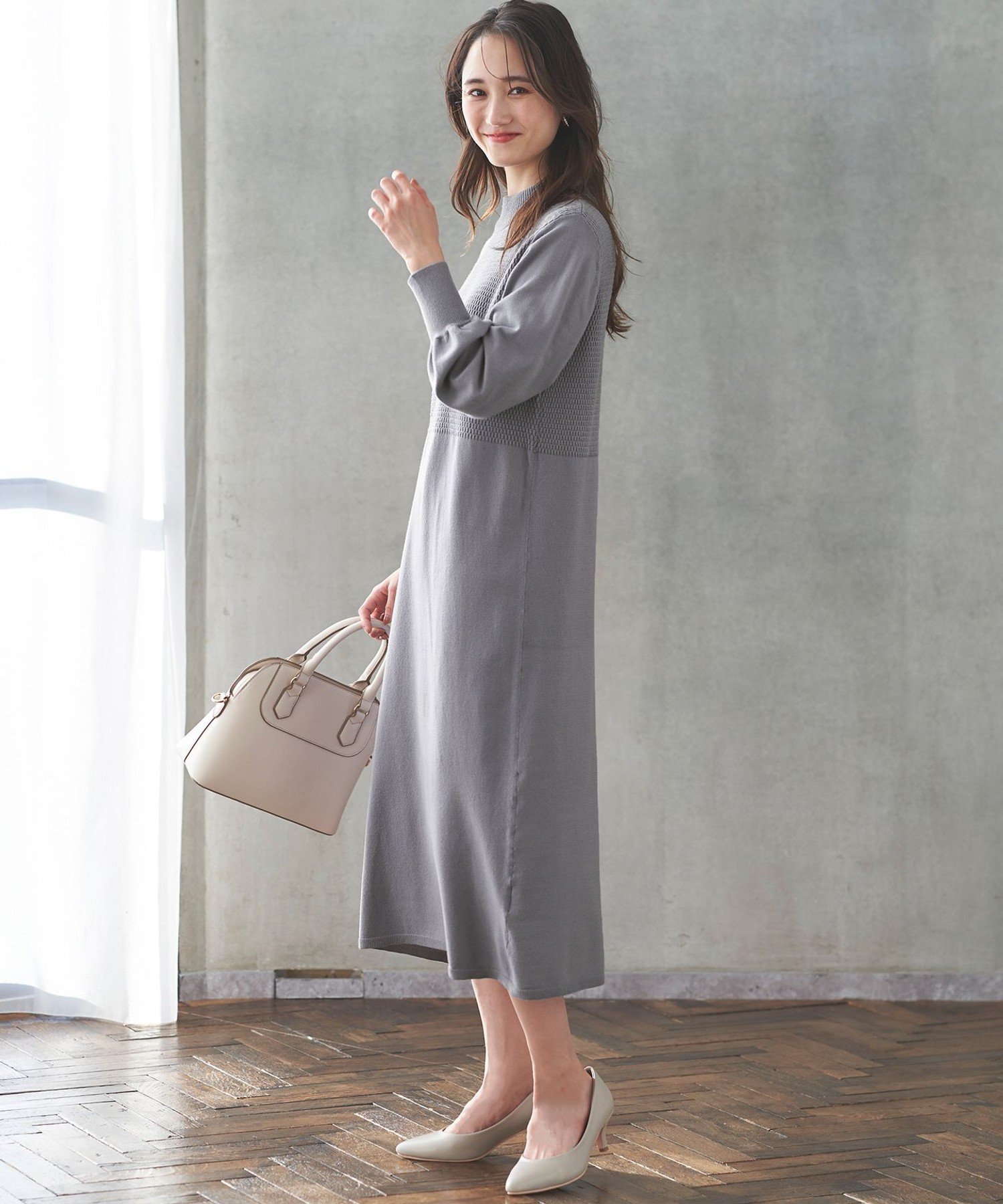 ANY SIS｜【洗える】バスケット編み切替えニット ワンピース | Rakuten