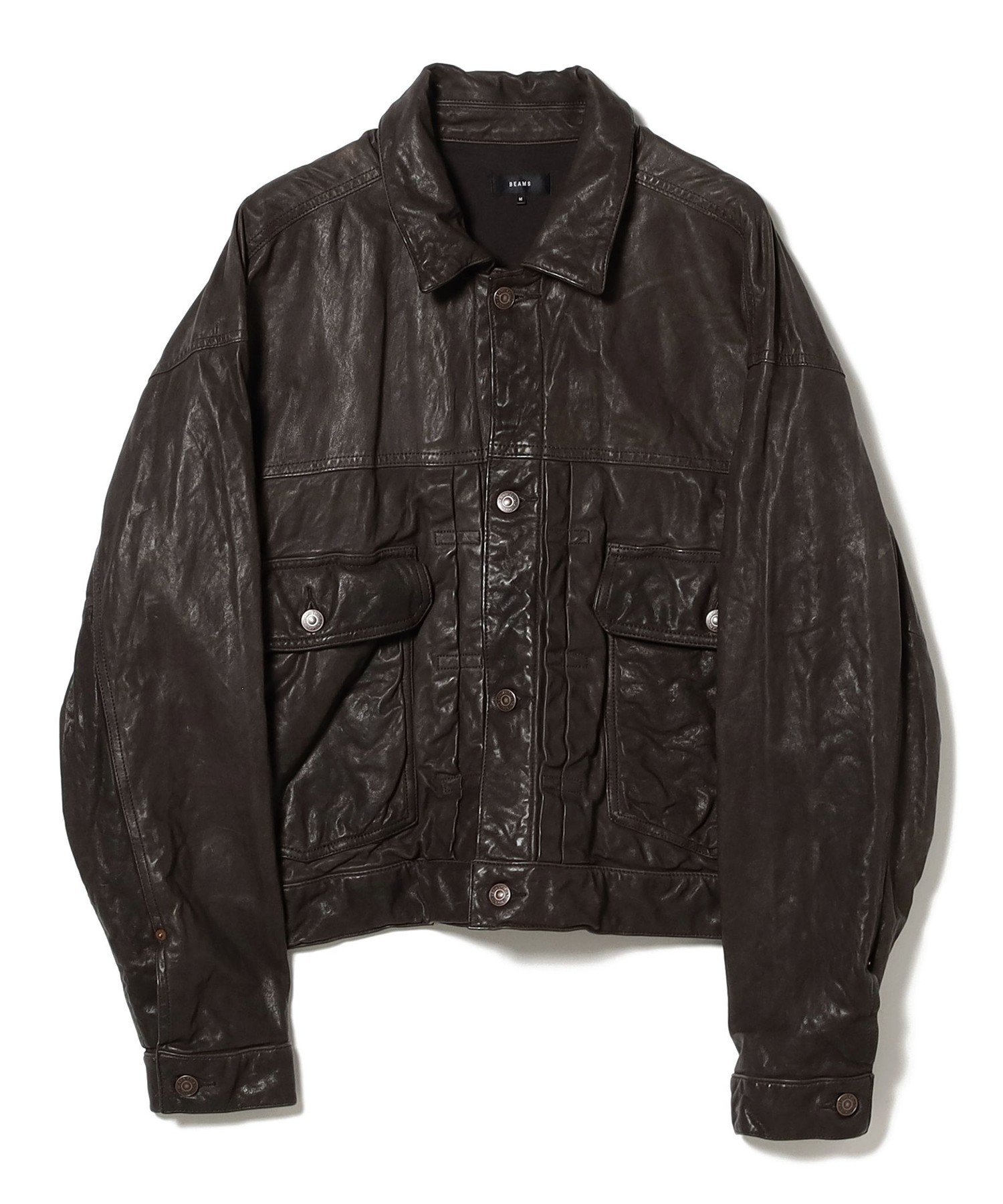 BEAMS MEN｜ワイドショートフィット シープレザー ジャケット