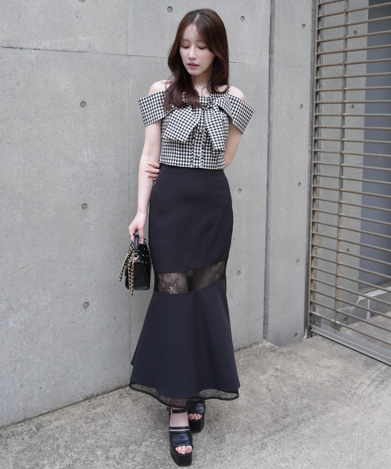 LIP SERVICE｜LIP SERVICE/(W)ツイードリボンオフショルトップス