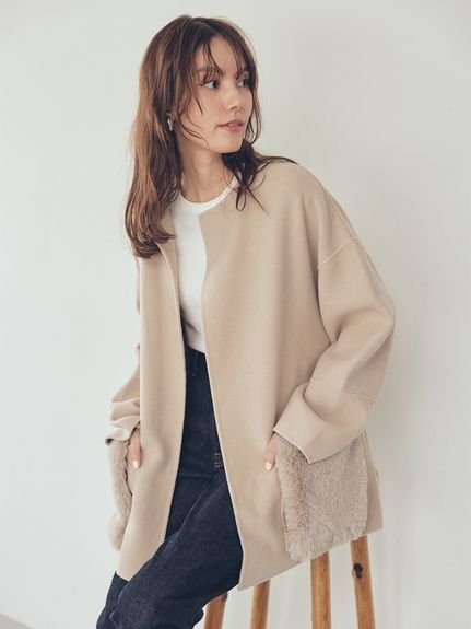 Mila Owen｜【WEB限定カラー】2wayファーポケットリバーコート