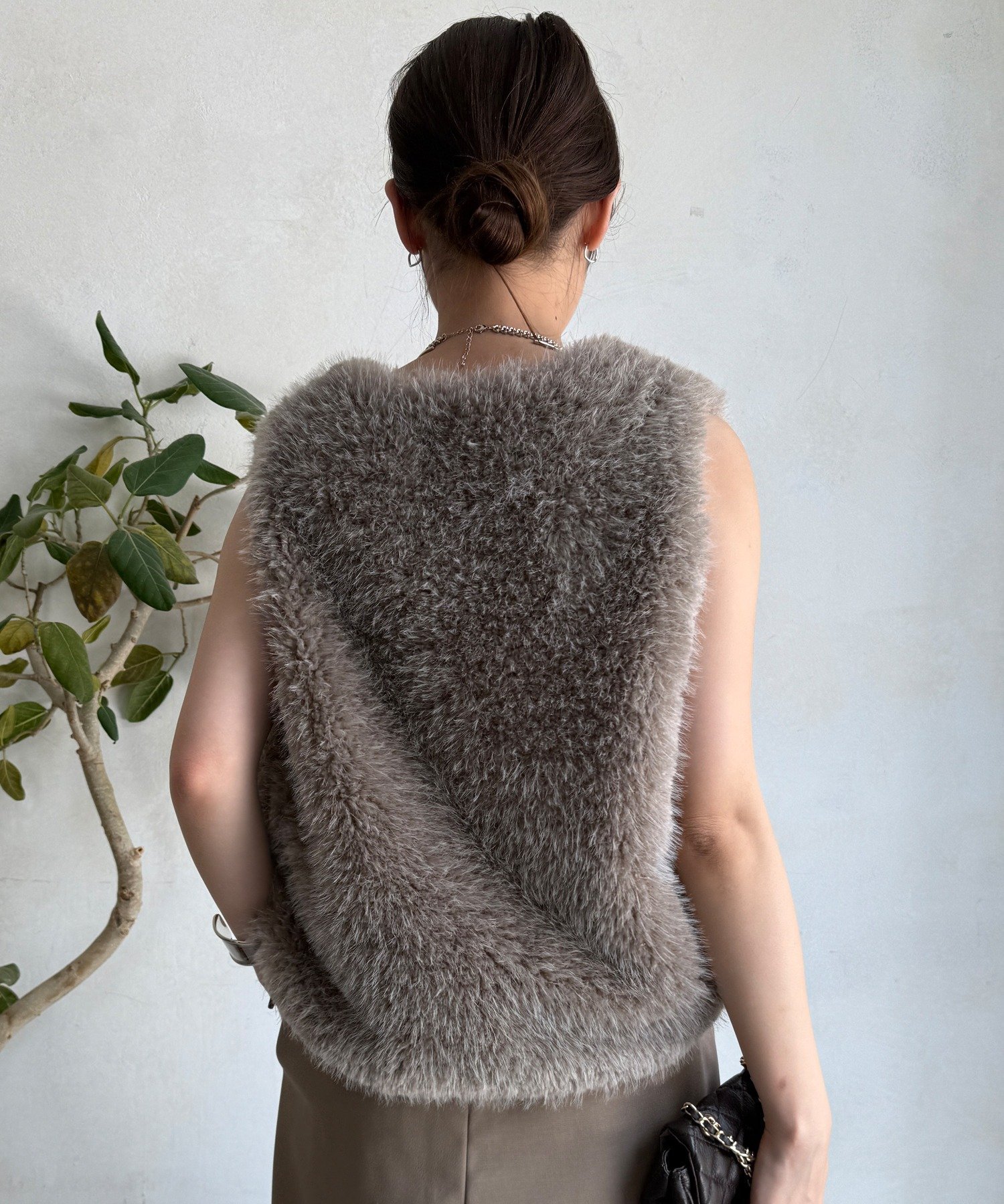 DOUDOU｜サイドスナップフェイクカシミヤファープルオーバー | Rakuten