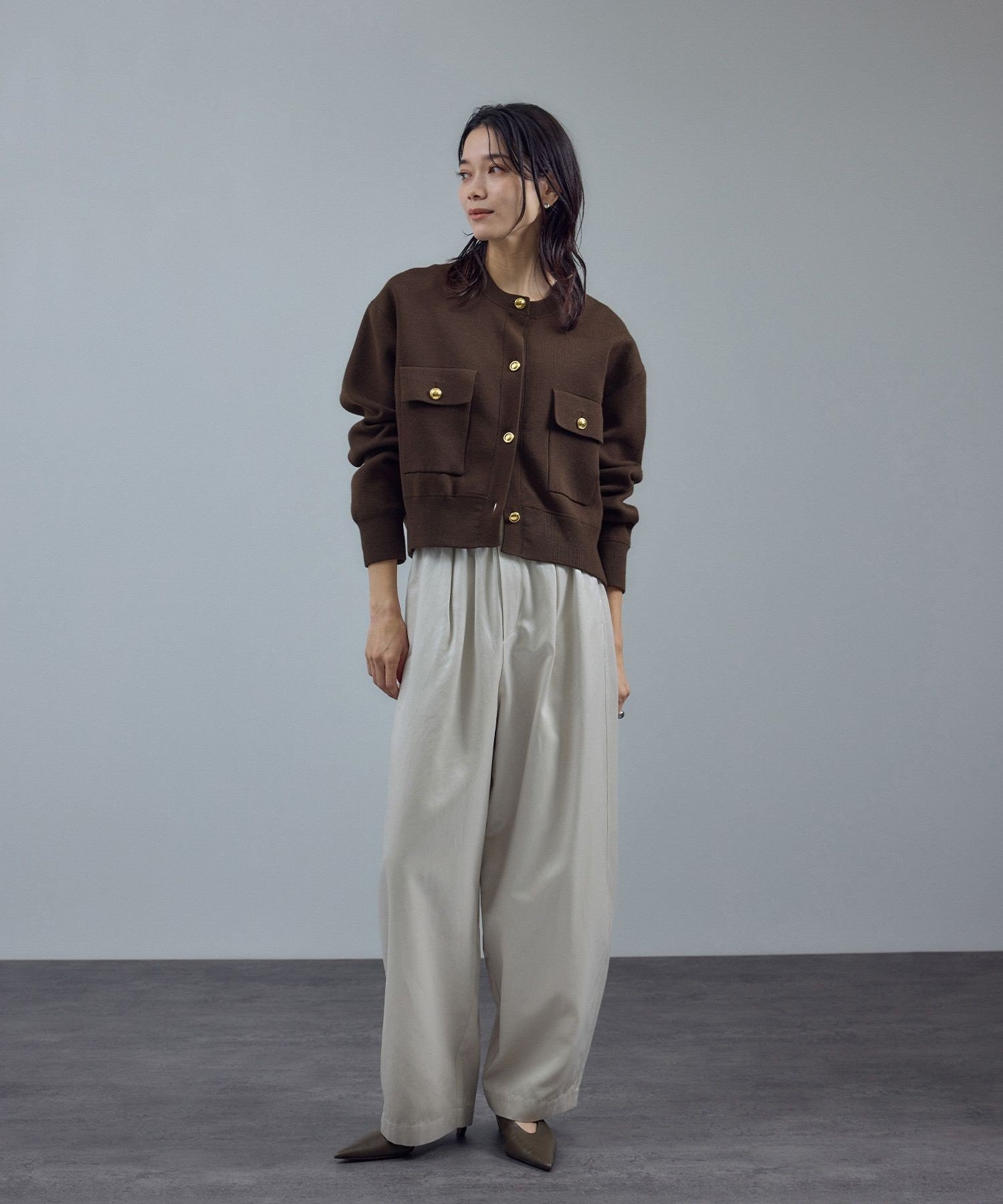 SALON adam et rope'｜スウェットライクメタルボタンカーディガン 2