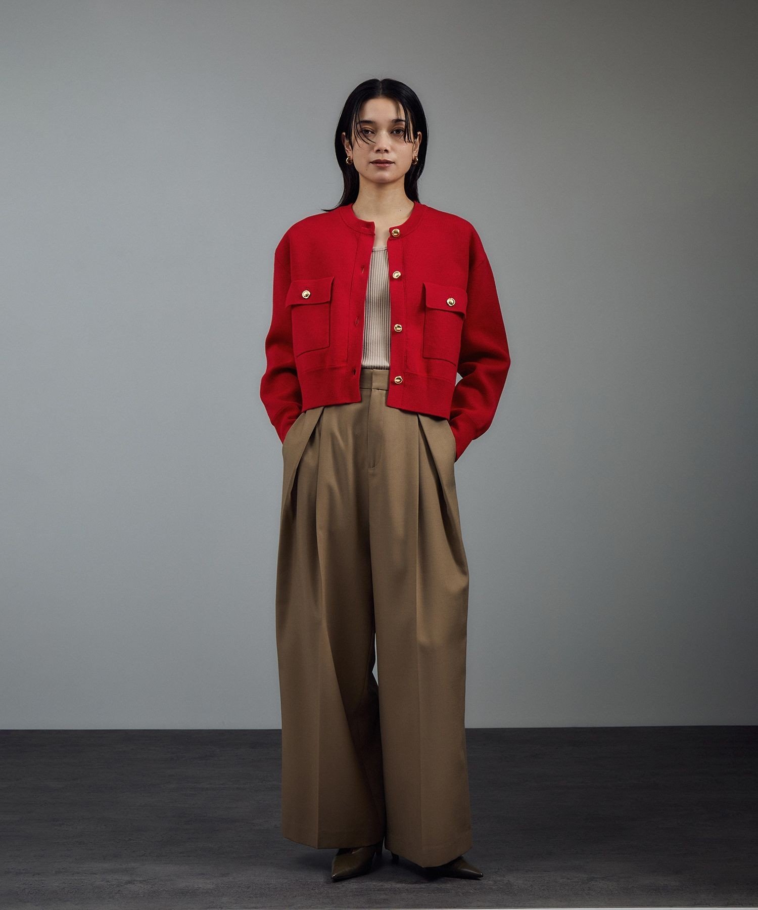 SALON adam et rope'｜スウェットライクメタルボタンカーディガン 2