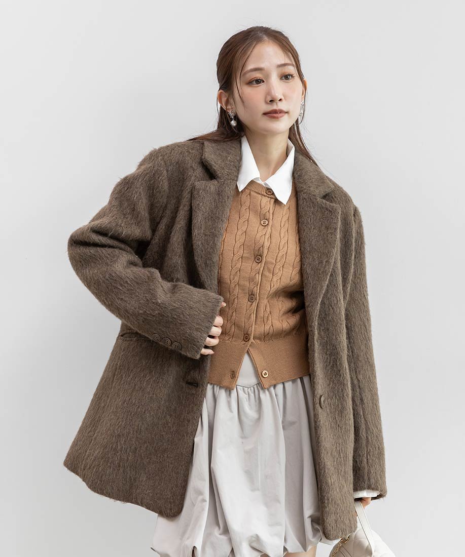 RANDA｜ウールライクシャギーテーラードジャケット | Rakuten Fashion