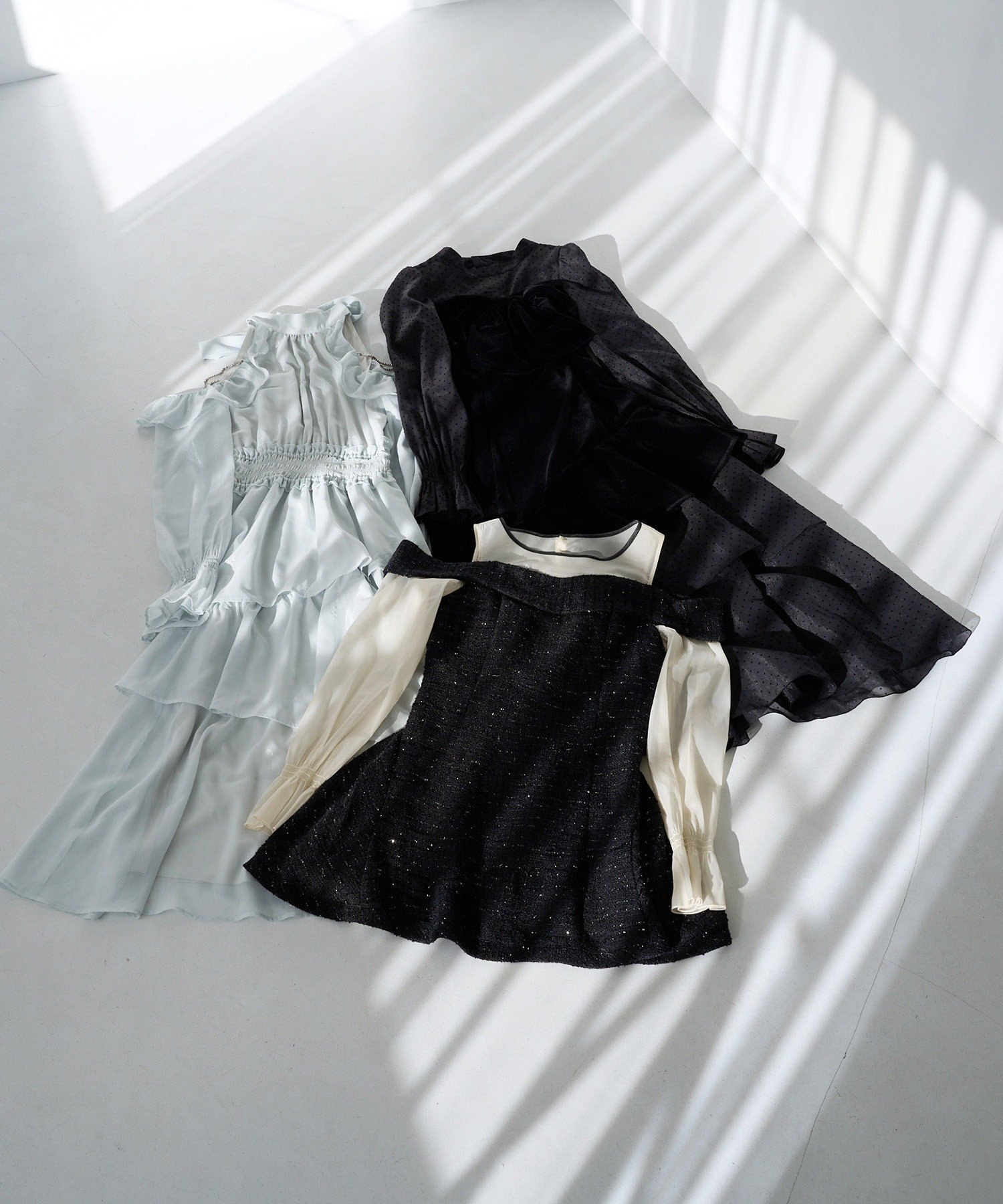 one after another NICE CLAUP｜アメスリティアードロングワンピース