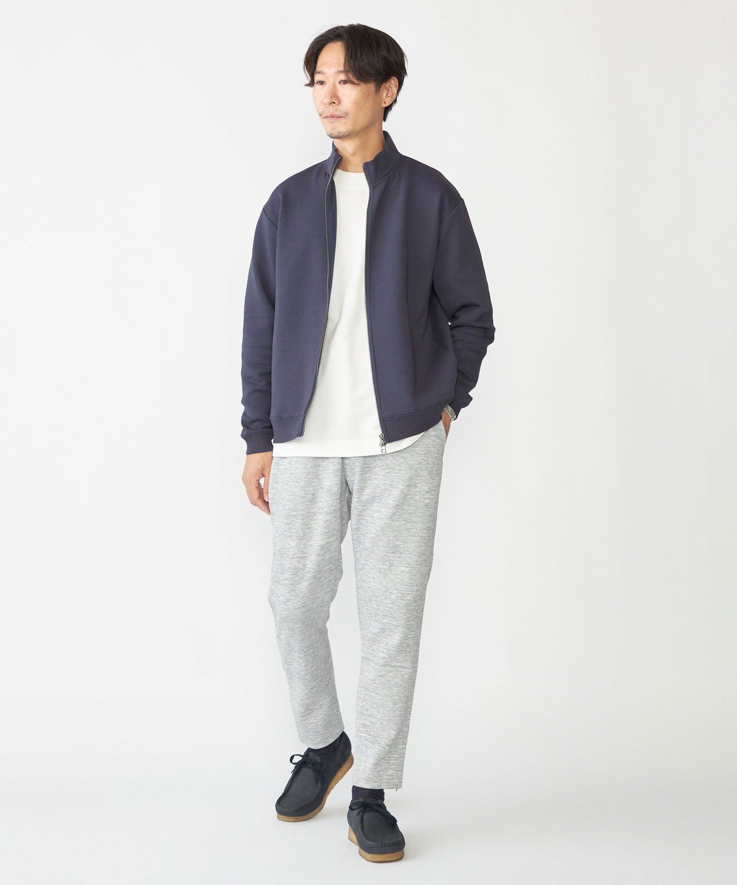 SHIPS｜【WEB限定】SHIPS: ハイゲージ ダブルニット スタンド ジップ