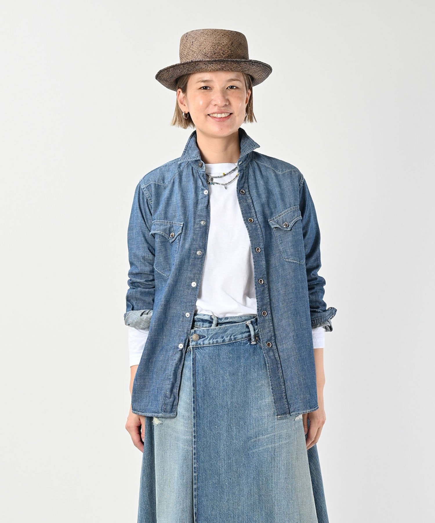 45R｜瑠璃ダンガリーデニムの908イースタンシャツ(加工) | Rakuten