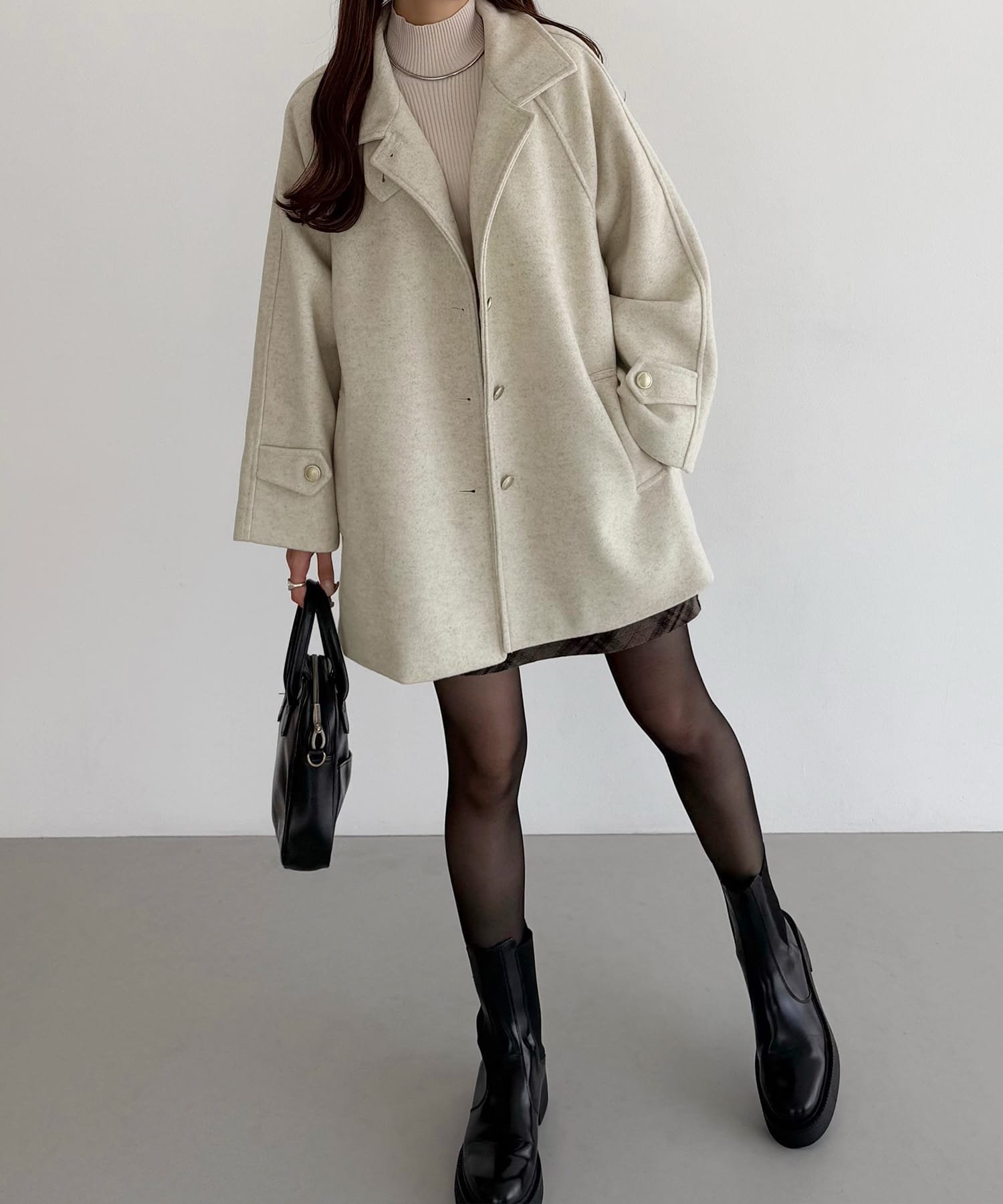 JUNOAH｜callautia ゴールドボタンミドルコート | Rakuten Fashion