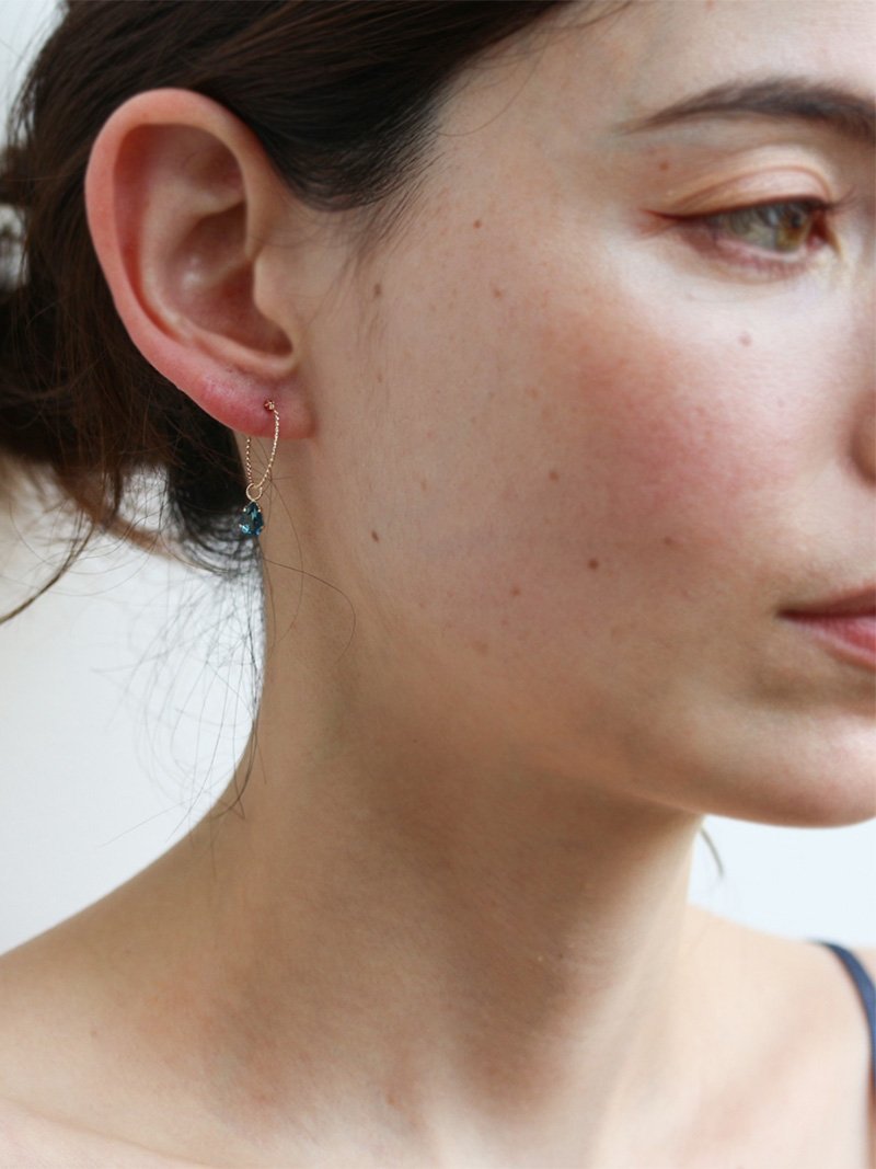 cui-cui｜ロンドンブルートパーズ スナップ フープ ピアス | K10YG