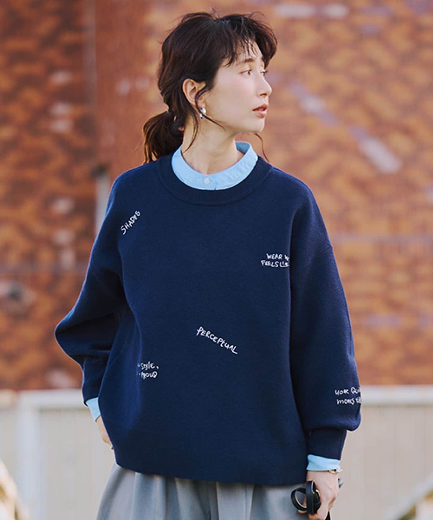 studio CLIP｜12ゲージランダム刺繍スウェットライクニット | Rakuten