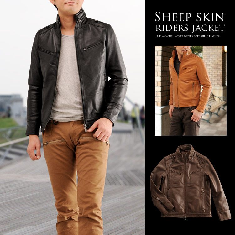 楽天市場】【期間限定価格】メンズ シープ ライダース レザー