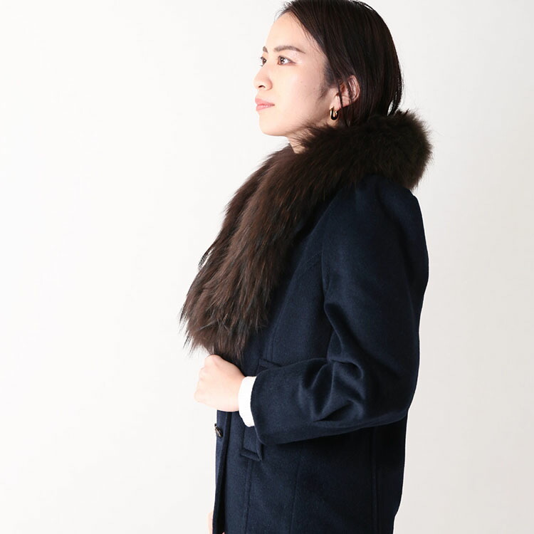 楽天市場】アンゴラ ウール ダブル ジャケット ラクーン ファー