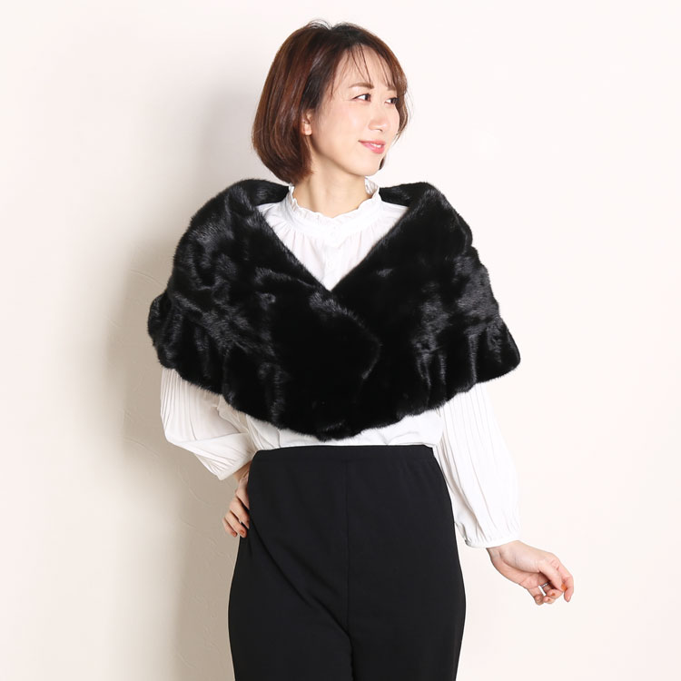 楽天市場】【期間限定価格】ミンク ケープ フリルデザイン ショール