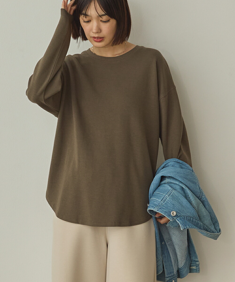 楽天市場】【Sans Souci 34+】リップルダブルフェイス裾ラウンド長袖T