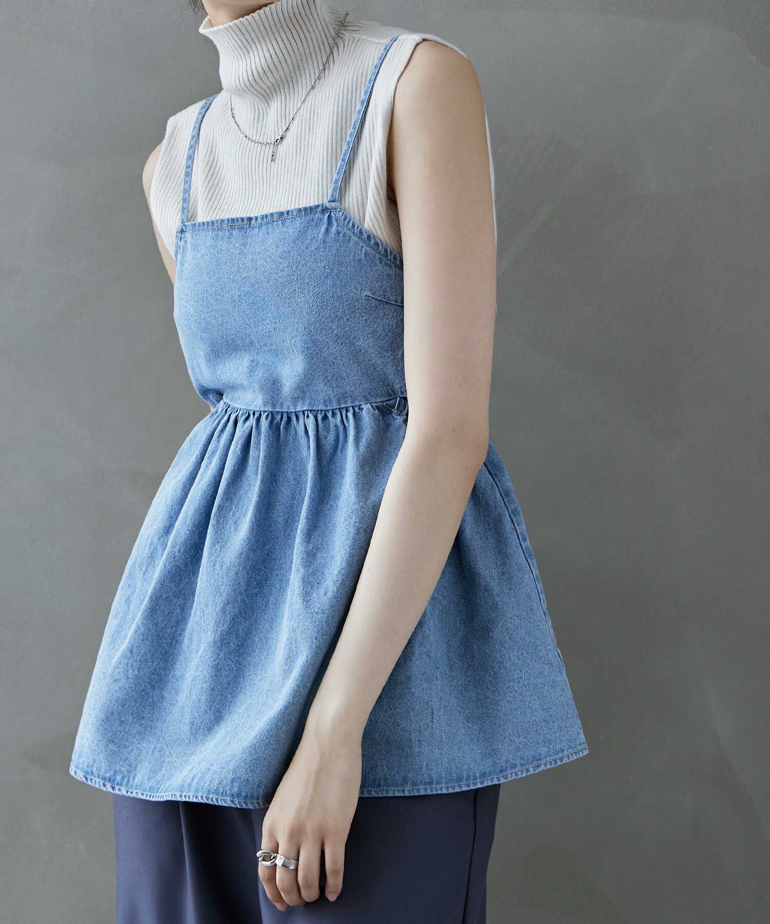 楽天市場】デニムバックレースアップキャミソール レディース トップス