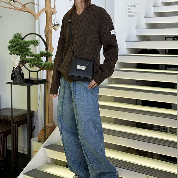 楽天市場】エムエム6 メゾンマルジェラ Vネック ケーブルニット MM6