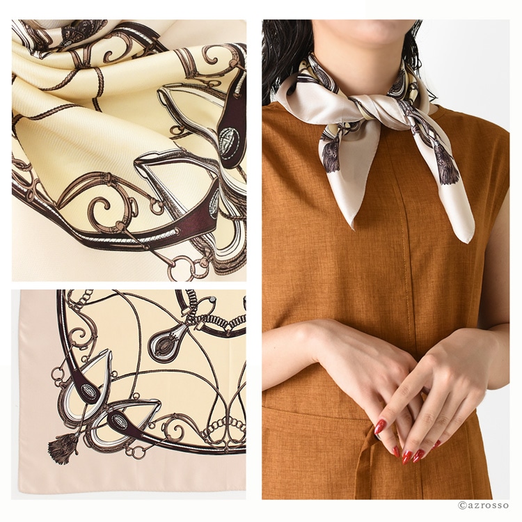 楽天市場】日本製 シルクスカーフ 小さめ ミニ 正方形 シルク100