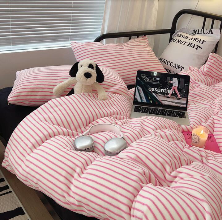 楽天市場】【セール 送料無料】布団カバーセット ストライプ柄 ピンク