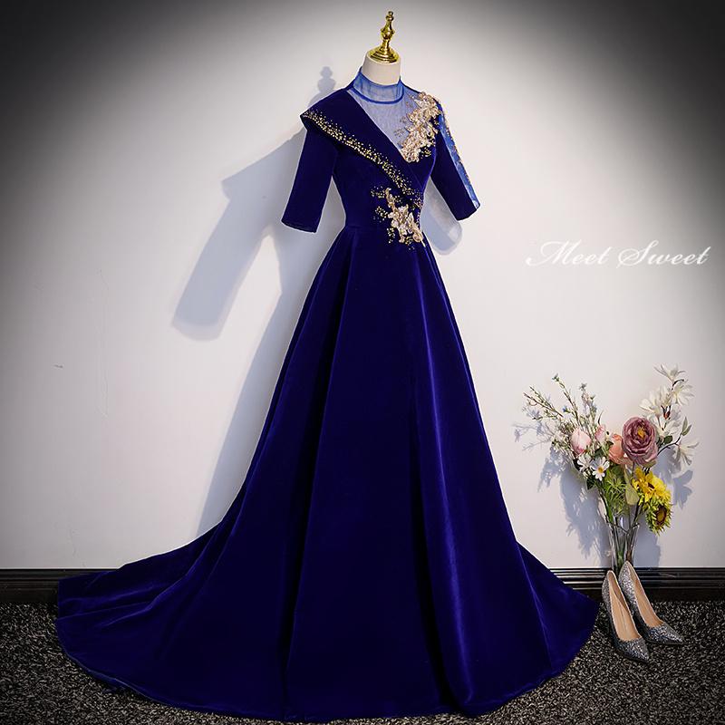 楽天市場】カラードレス 編み上げ ロイヤルブルー ベルベット 青