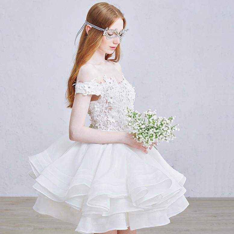 楽天市場】ミニドレス 白 安い 結婚式 二次会 ウェディングミニドレス