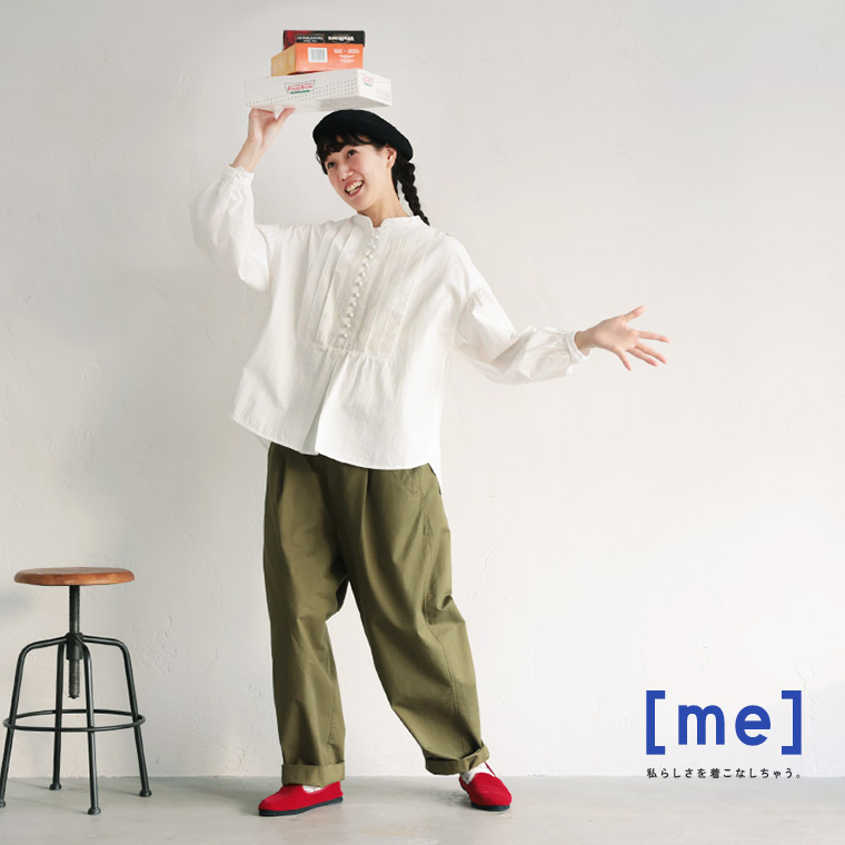 楽天市場】［me］ 私のくるみ釦ブラウス M/L/LL/3L/4L/5Lサイズ