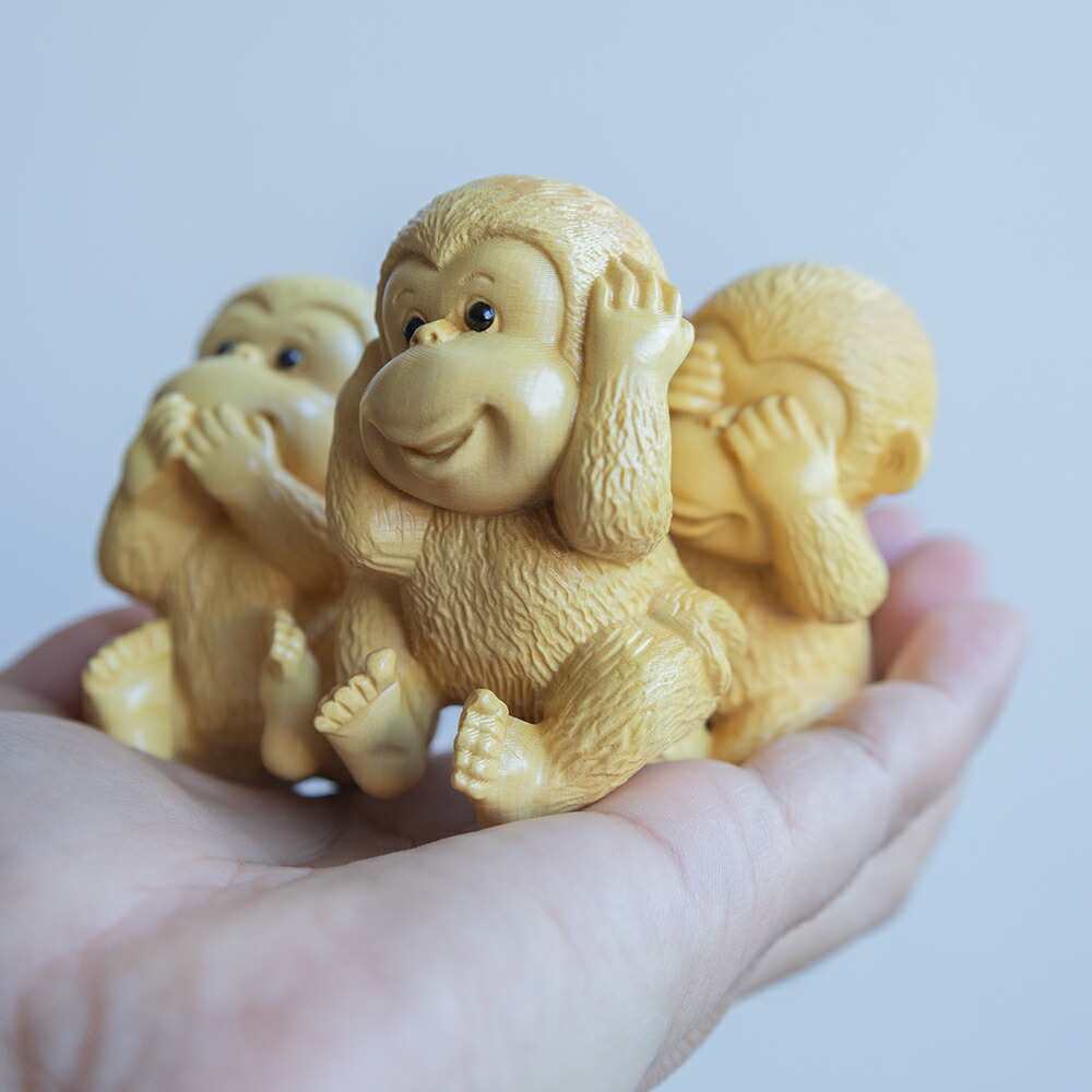 楽天市場】〜木彫り 三猿〜一刀彫 / 素材：柘植 : 津山銘木有馬店