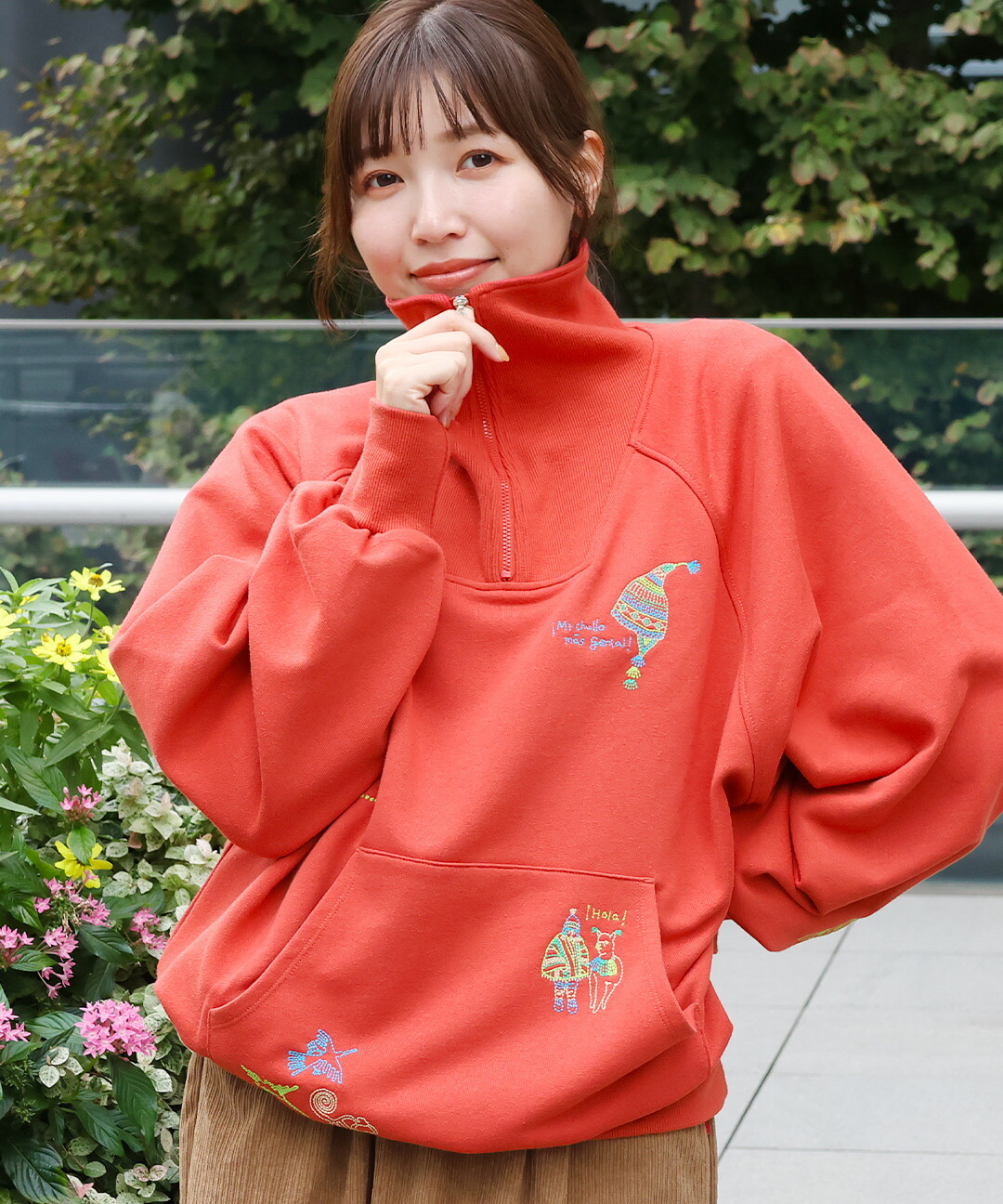 楽天市場】【SALE】スケッチ刺繍ハーフジッププルオーバー