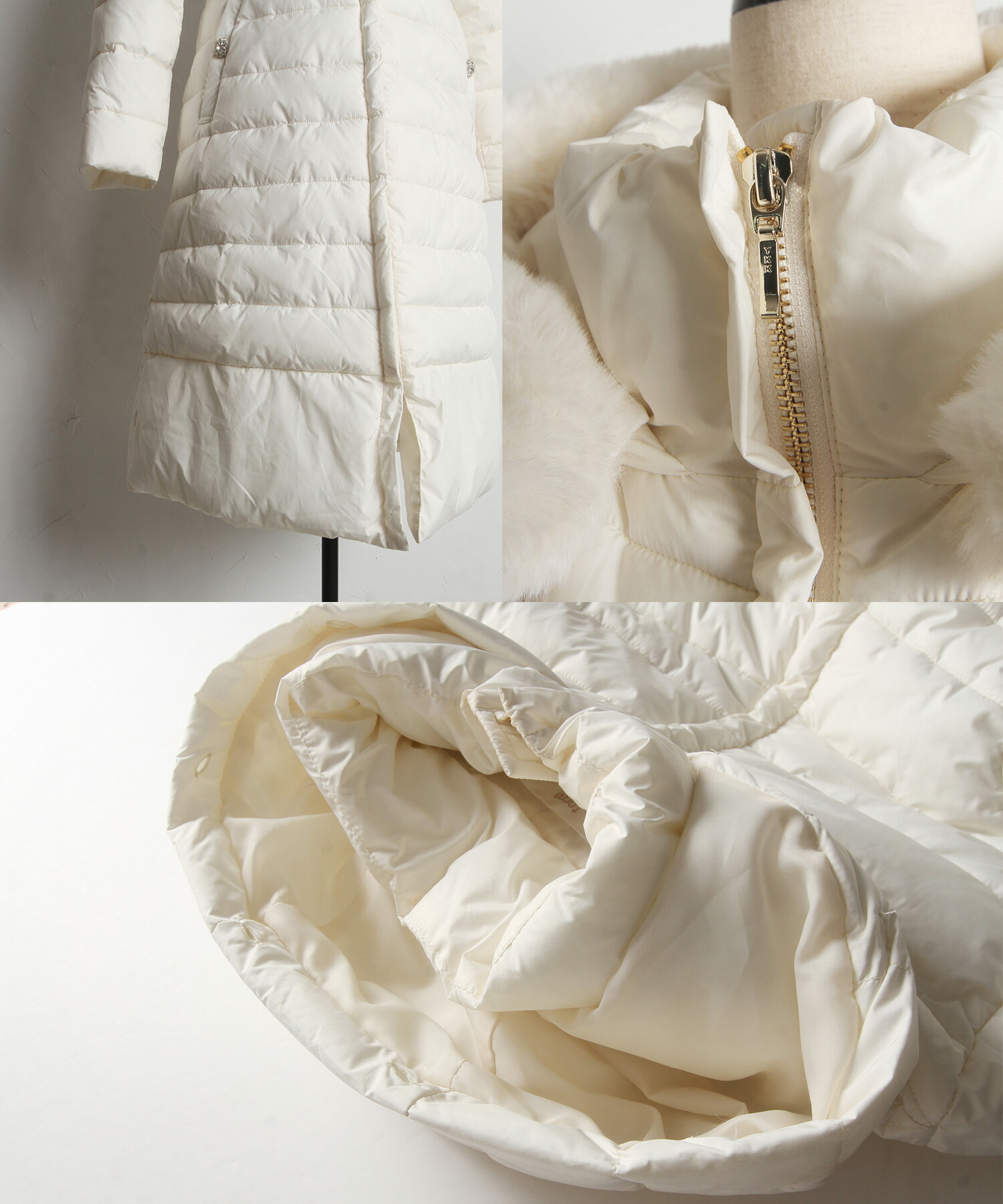 楽天市場】取り外し可能なファー付きマイクロファイバーロングコート