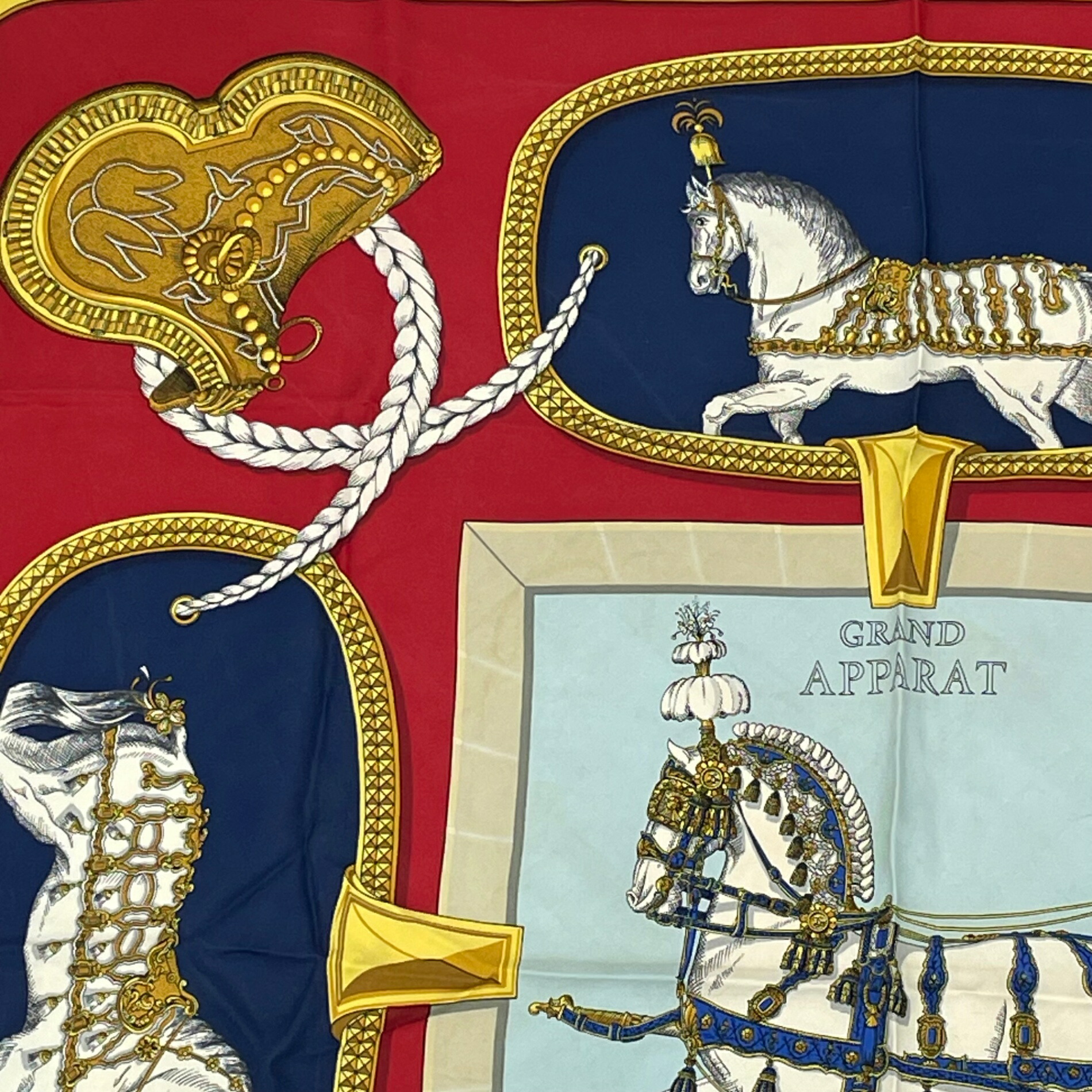 楽天市場】HERMES エルメス カレ90 GRAND APPARAT 盛装の馬 マルチ