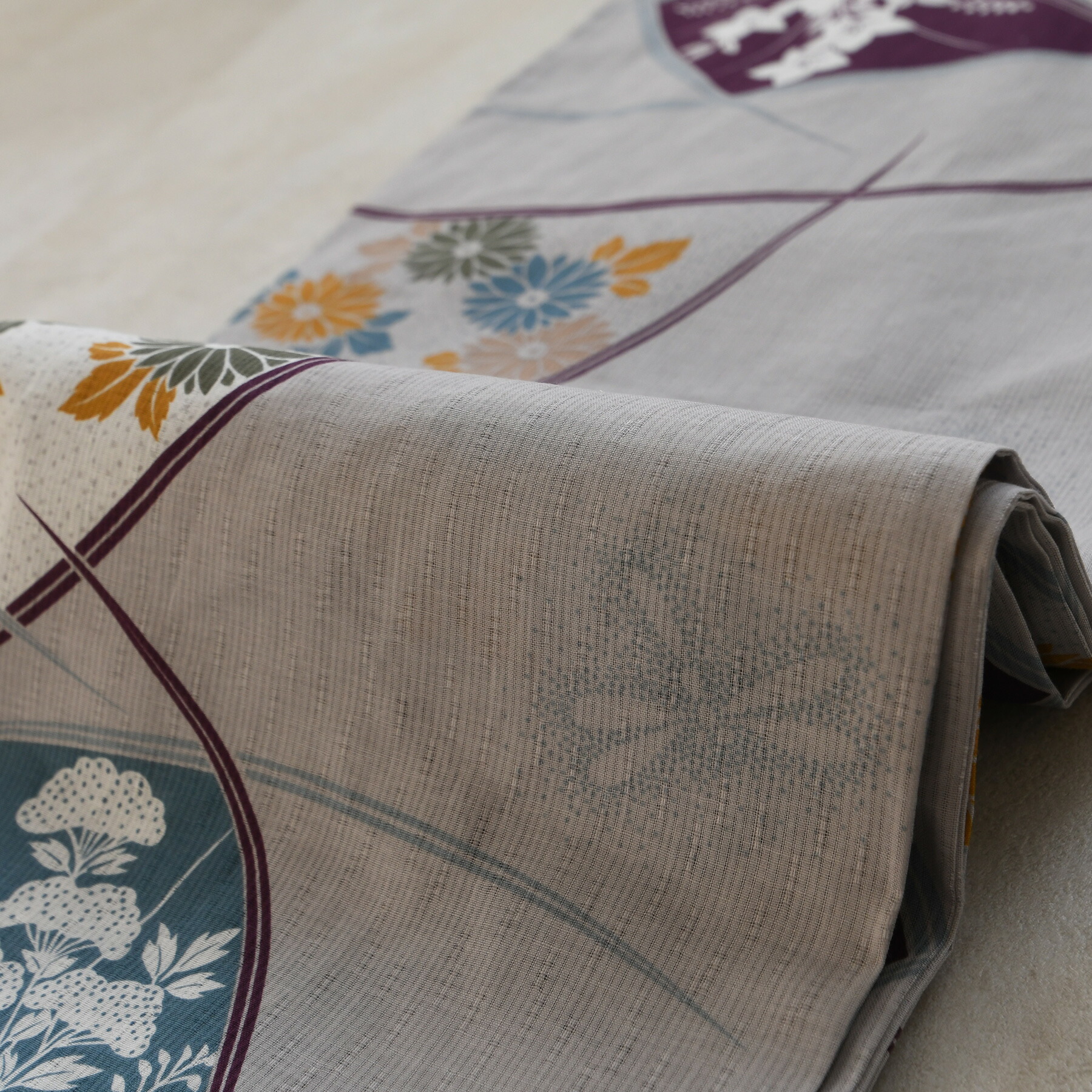 楽天市場】【utatane 高級変わり織 浴衣3点セット グレーに露芝紋の