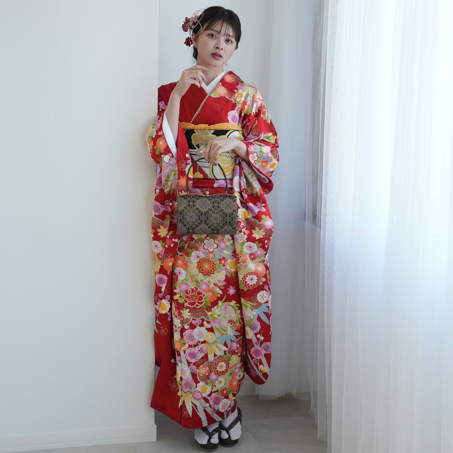 楽天市場】【レンタル】【振袖 正絹着物+正絹袋帯 21点セット 絵羽