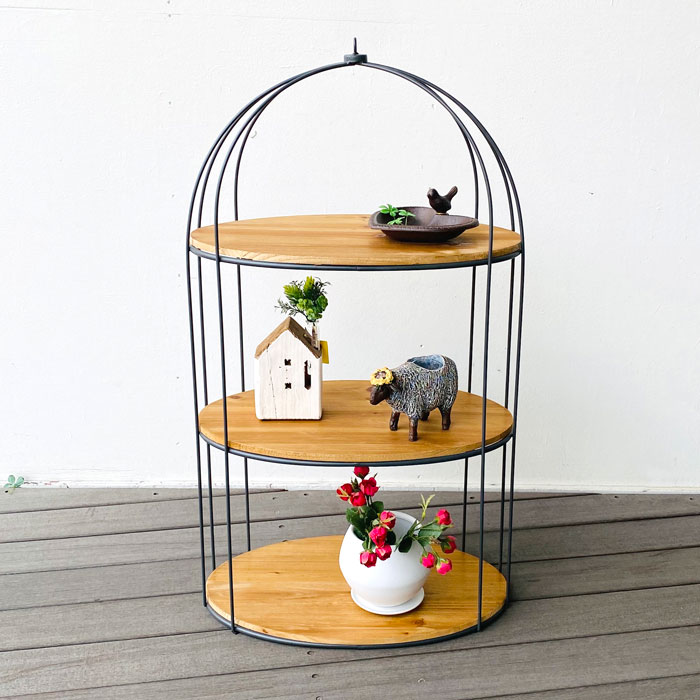 楽天市場】3段シェルフ アイアン ウッド シェルフ アイアンラック