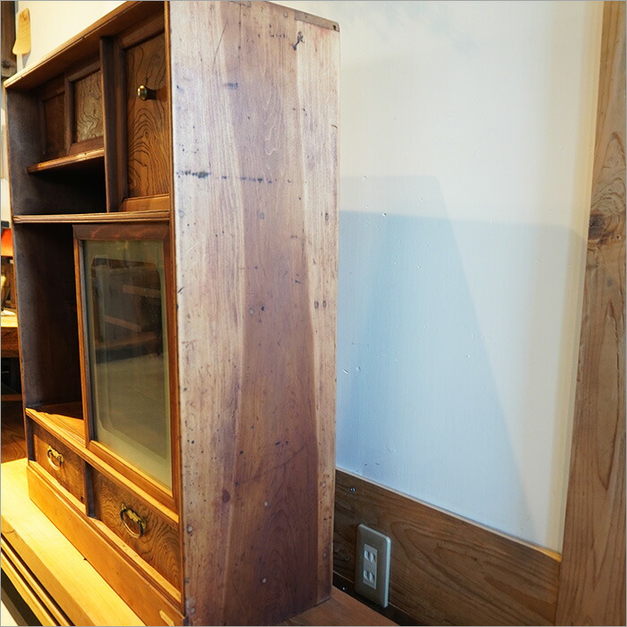 楽天市場】古道具 桜材 アンティーク ガラス キャビネット チェスト