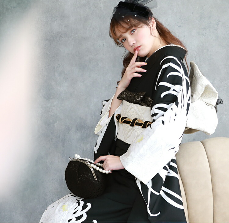 楽天市場】振袖フルセット 販売 成人式 黒 着物 フルセットレンタル24