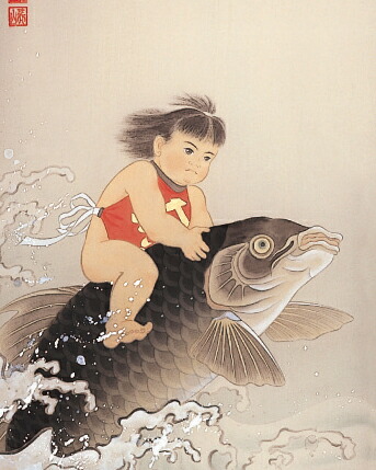 楽天市場】掛け軸 掛軸(かけじく)吉祥金太郎之図（柴田 瑞山）端午の