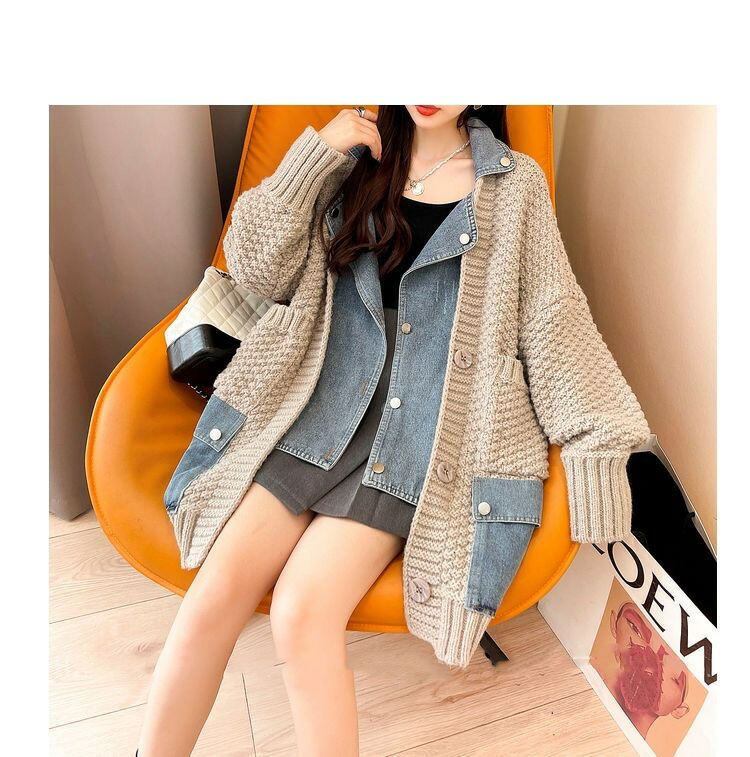 楽天市場】レディース ニットコート セーター ニット デニム 切替