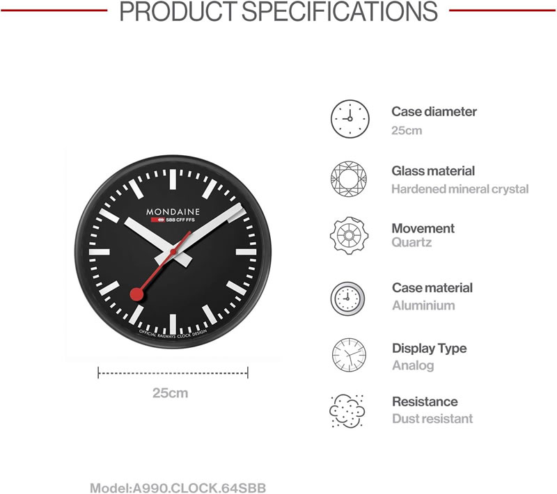 楽天市場】MONDAINE モンディーン 掛時計 ウォールクロック ブラック