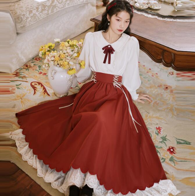 楽天市場】レディースレーススカートセットアップ 3色 刺繍2重スカート