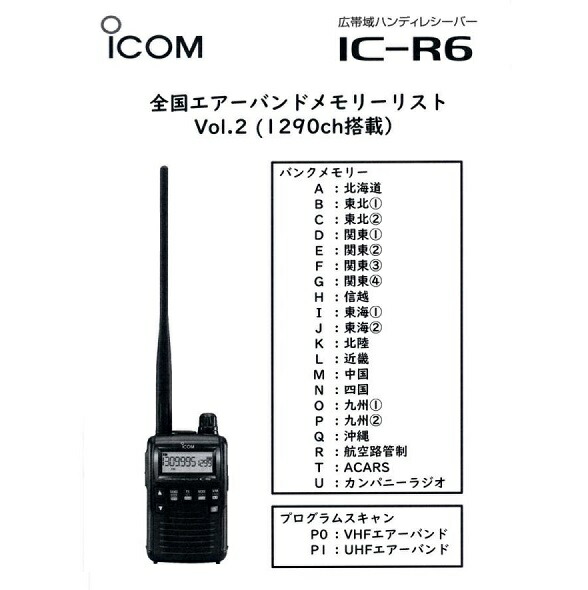 楽天市場】アイコム(ICOM) IC-R6 ブラック 広帯域レシーバー エア