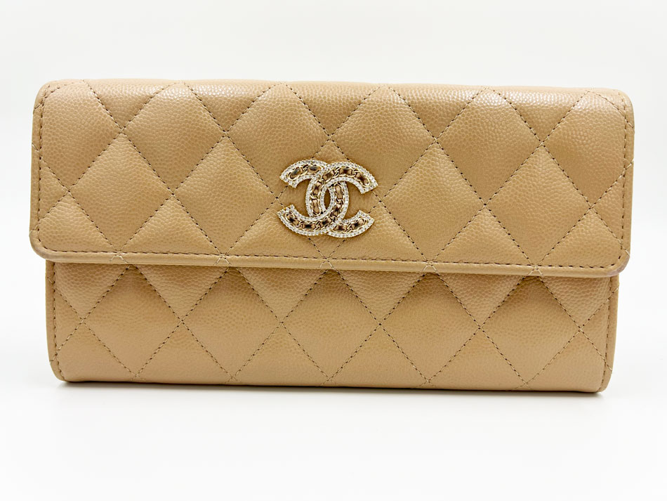 楽天市場】CHANEL シャネル キャビアスキン ロングフラップウォレット