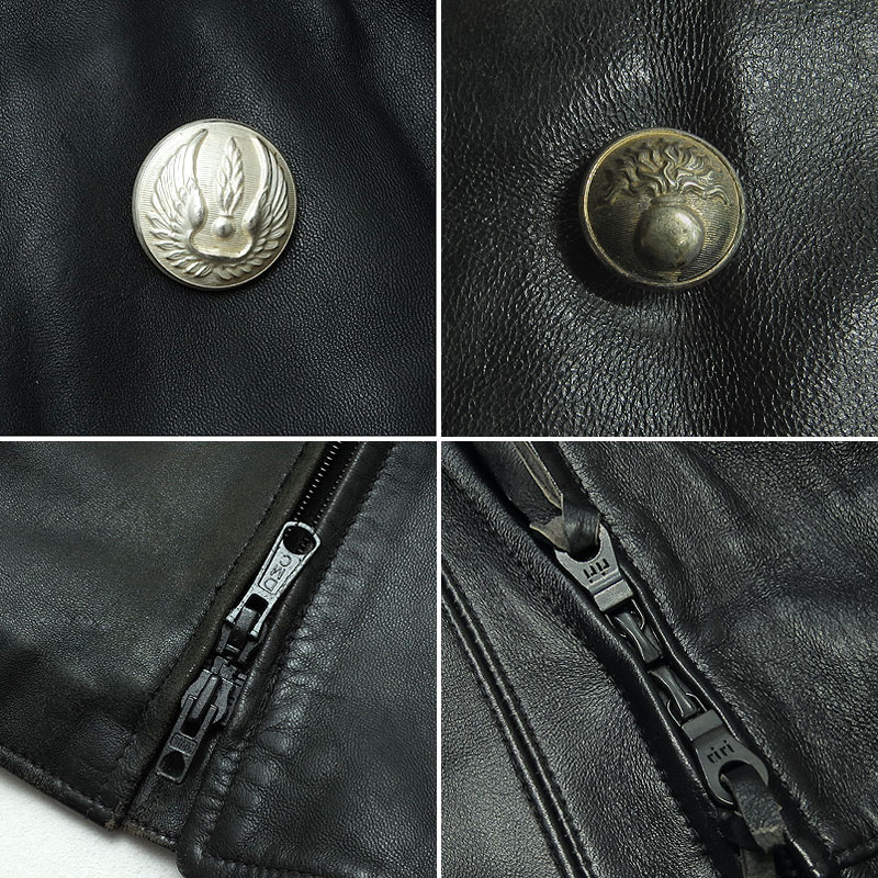 楽天市場】フランス軍モーターサイクル レザーコート ブラック メタル