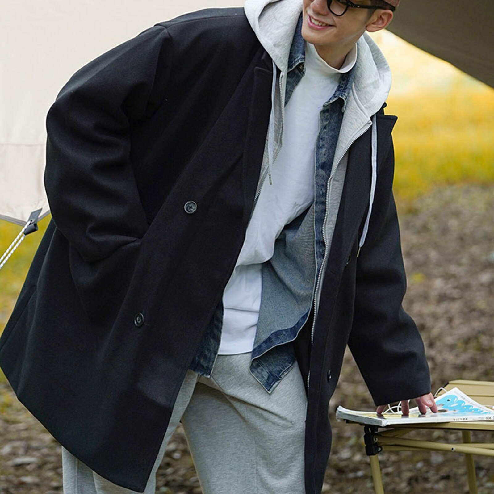 楽天市場】【20%OFFクーポン〜】重ね着風 チェスターコート メンズ