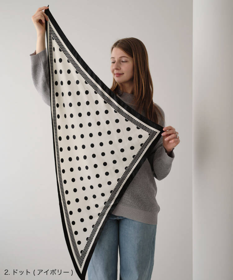楽天市場】トライアングルスカーフ リボンスカーフ 三角 ドット柄