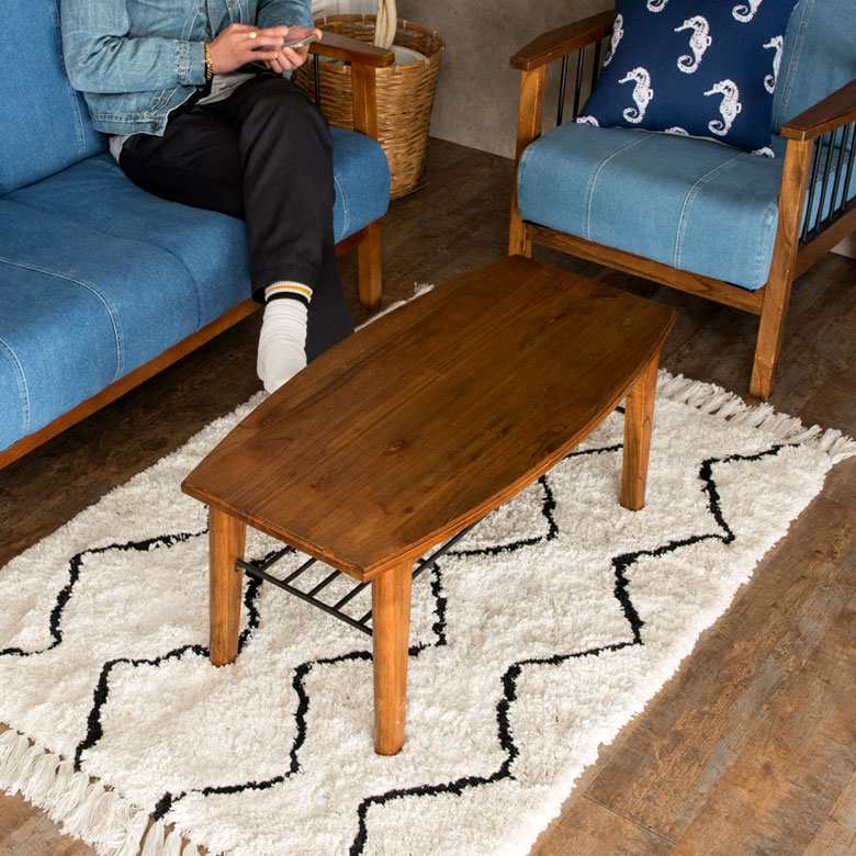 楽天市場】センターテーブル 木製 スチール棚付き 幅90cm 高さ40cm