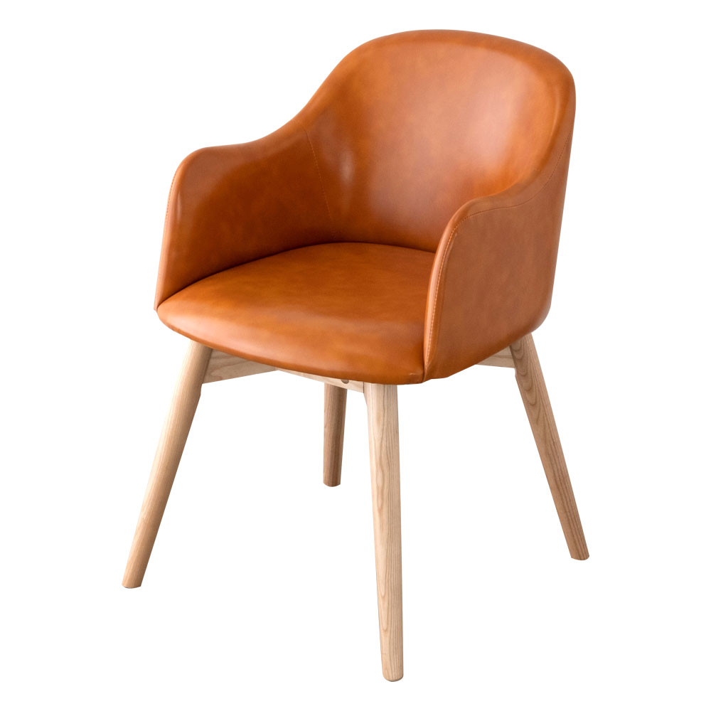 楽天市場】ダイニングチェア ソフトレザー ブラウン キャメル 肘掛付き